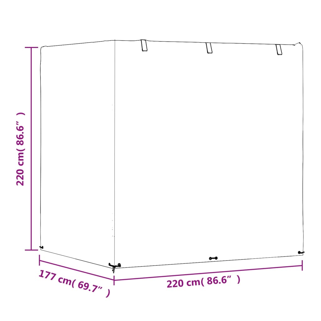 Prevleka za gugalno klop 2 kosa 12 obročkov 220x177x220 cm PE