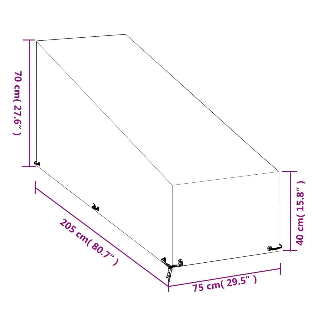 Prevleka za ležalnik 2 kosa 12 obročkov 205x75x40/70 cm PE