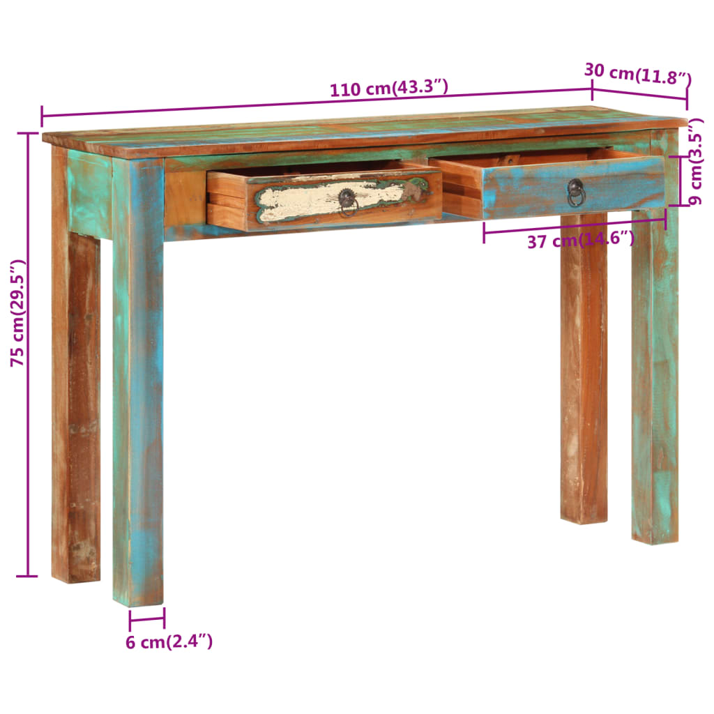 Konzolna miza 110x30x75 cm predelan trden les