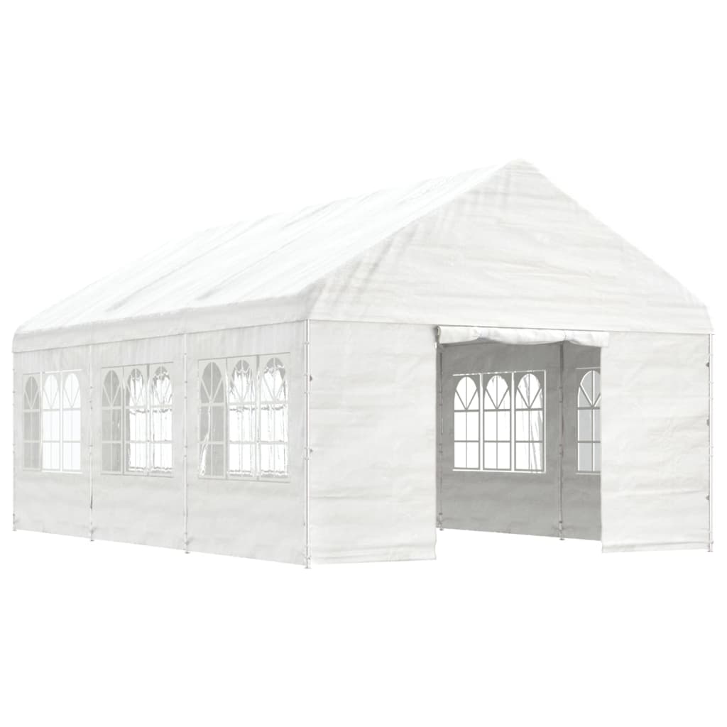 Paviljon s streho bel 6,69x4,08x3,22 m polietilen