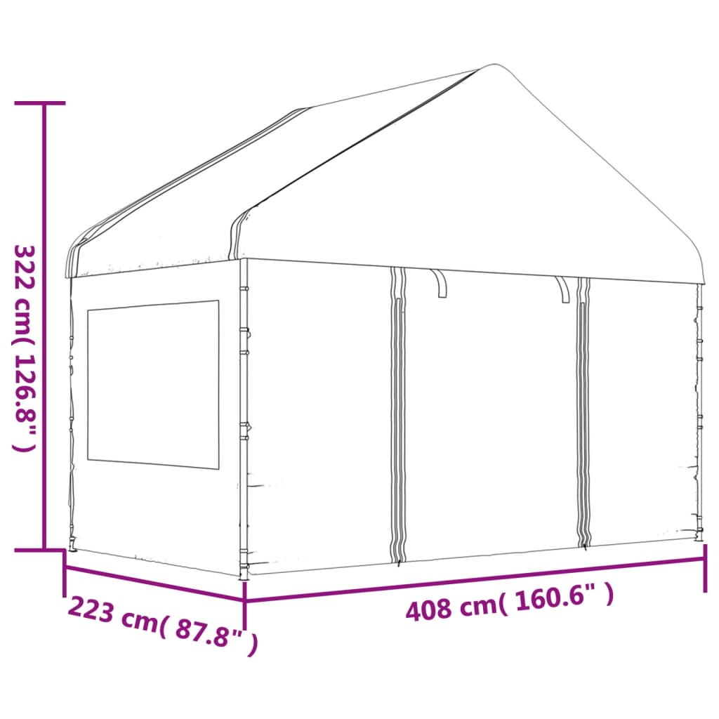 Paviljon s streho bel 6,69x4,08x3,22 m polietilen