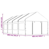 Paviljon s streho bel 8,92x4,08x3,22 m polietilen