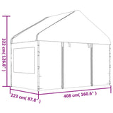 Paviljon s streho bel 13,38x4,08x3,22 m polietilen