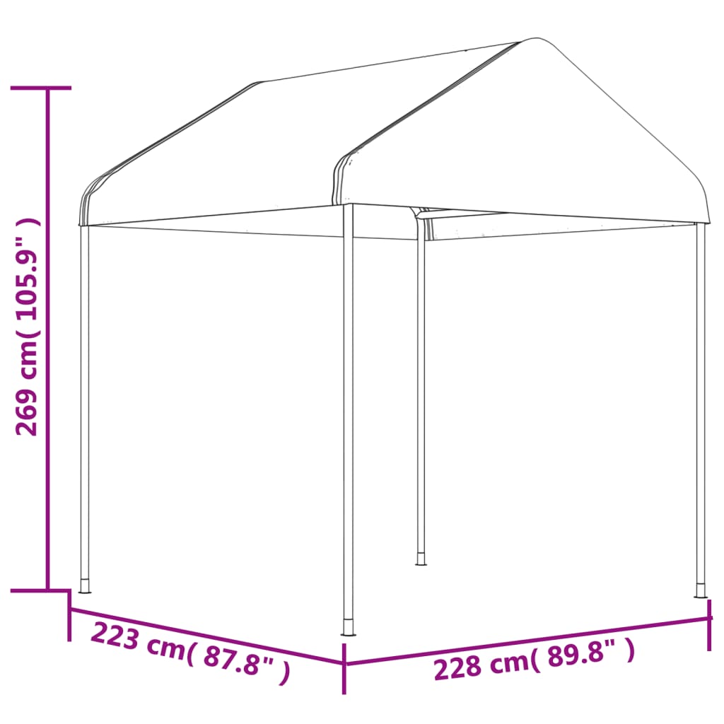 Paviljon s streho bel 6,69x2,28x2,69 m polietilen