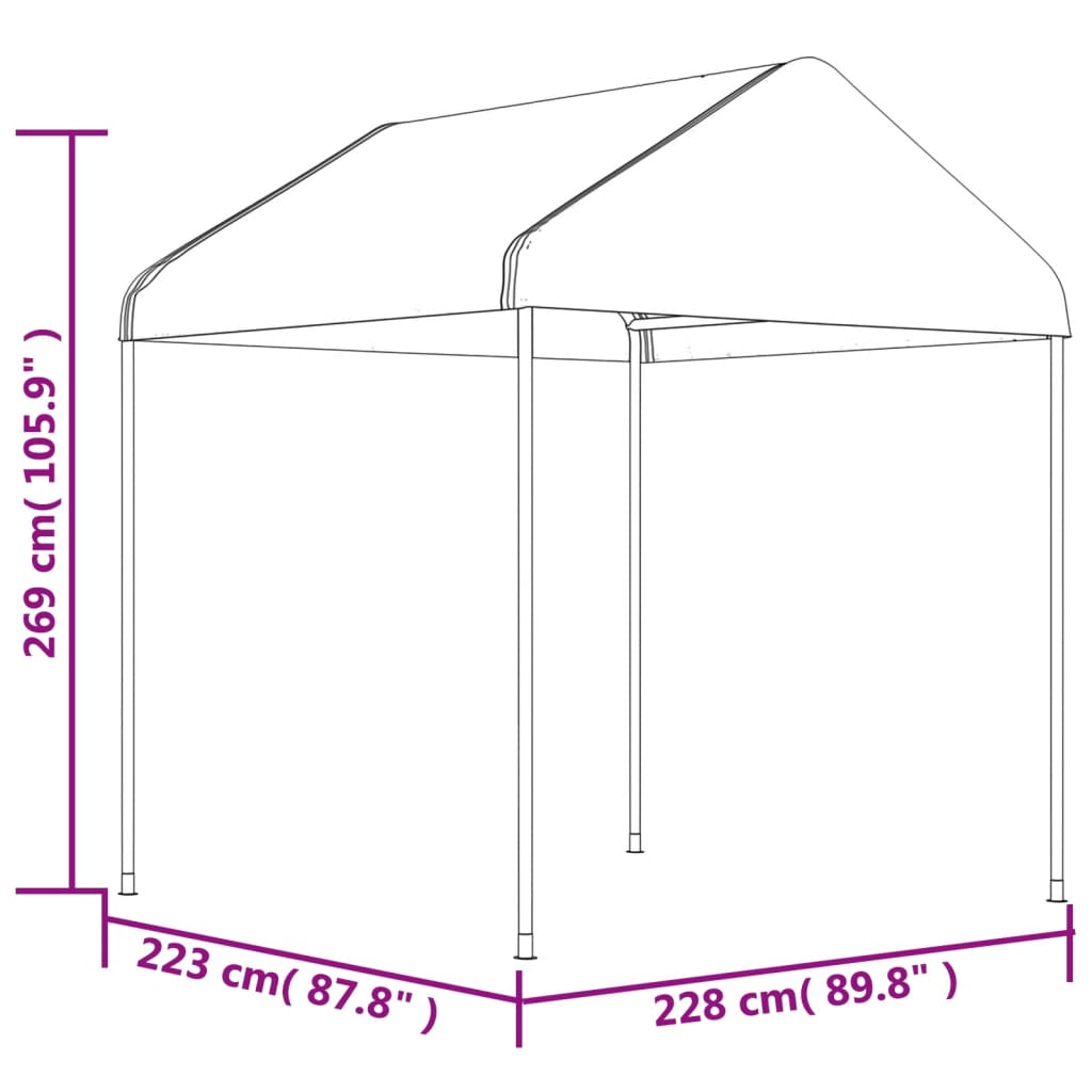 Paviljon s streho bel 11,15x2,28x2,69 m polietilen