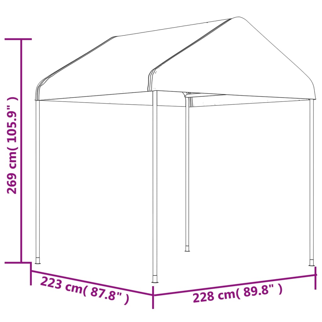 Paviljon s streho bel 13,38x2,28x2,69 m polietilen