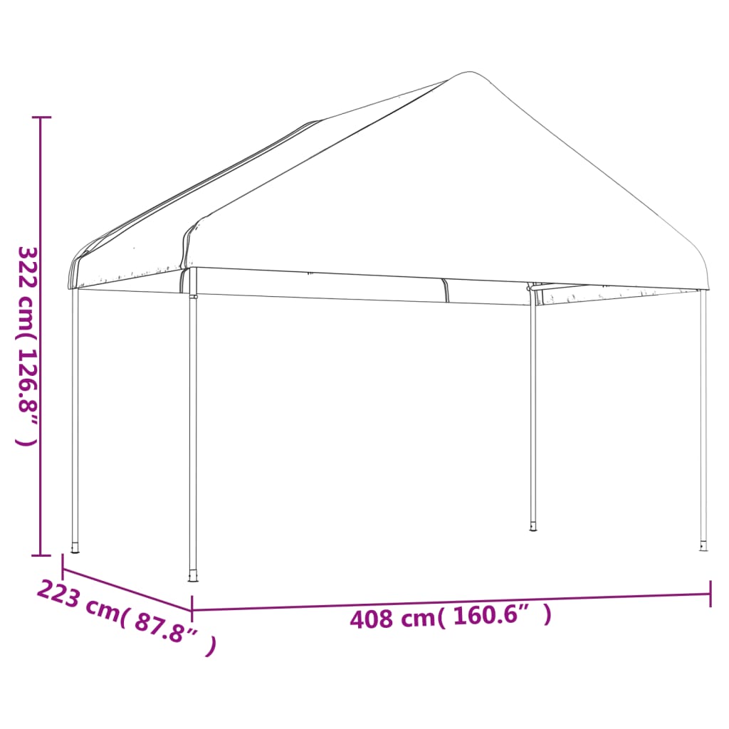 Paviljon s streho bel 6,69x4,08x3,22 m polietilen