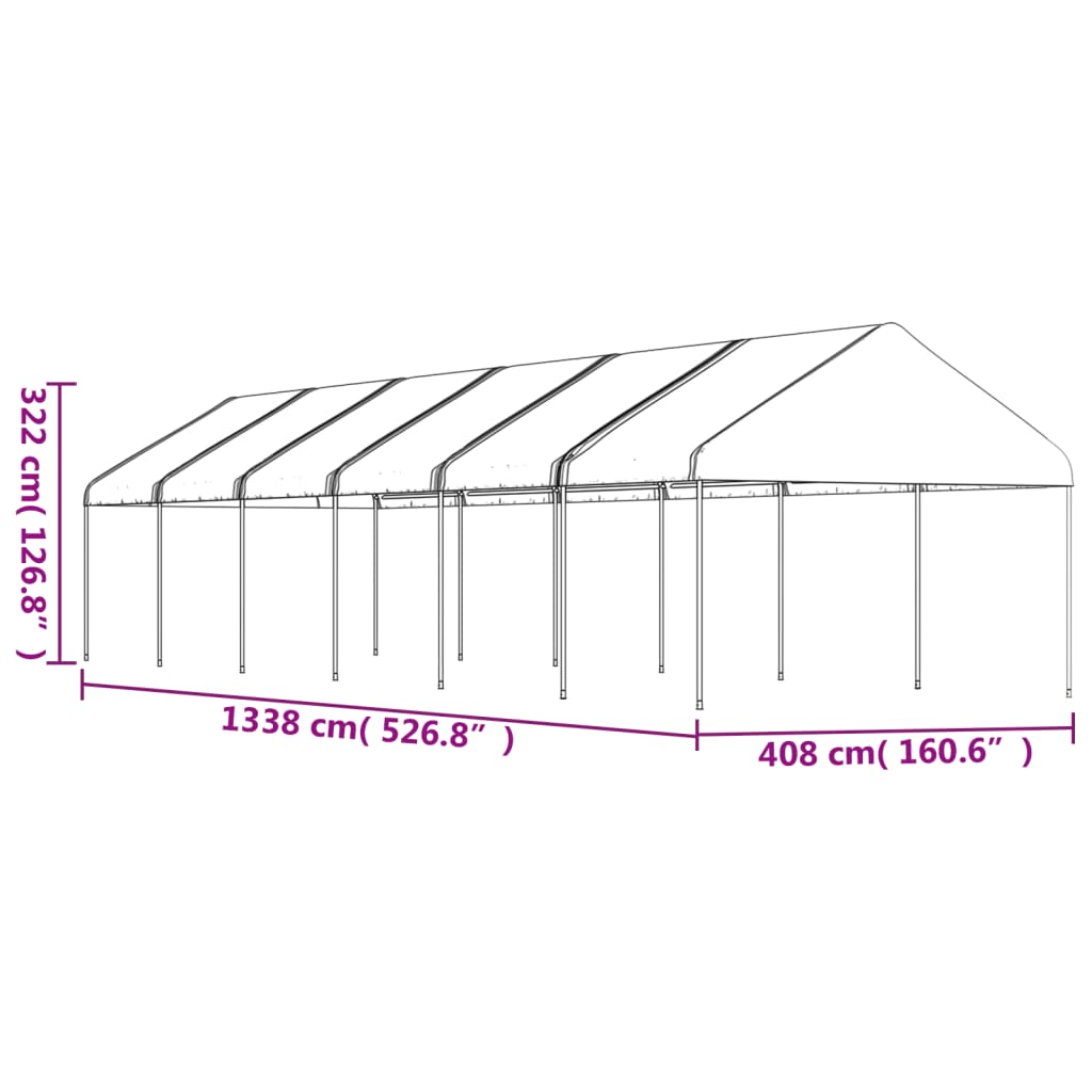 Paviljon s streho bel 13,38x4,08x3,22 m polietilen