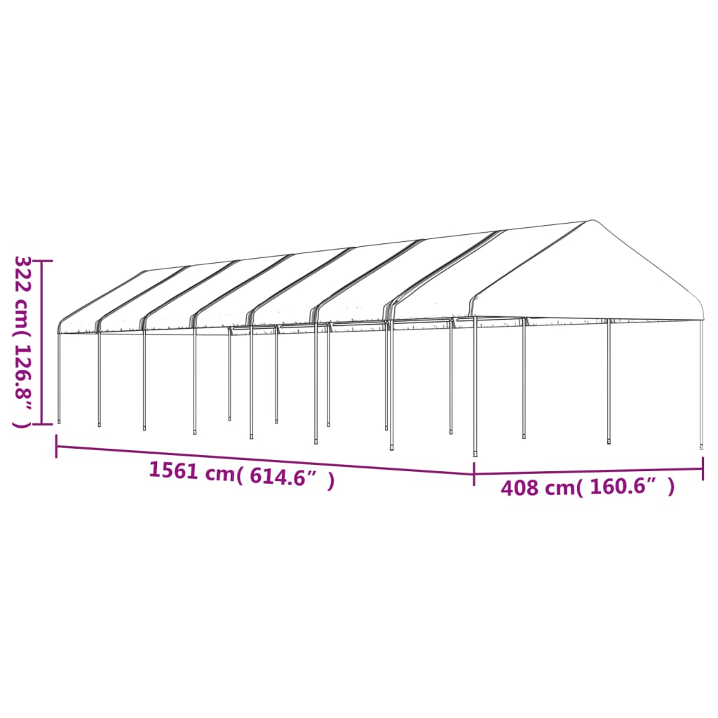 Paviljon s streho bel 15,61x4,08x3,22 m polietilen