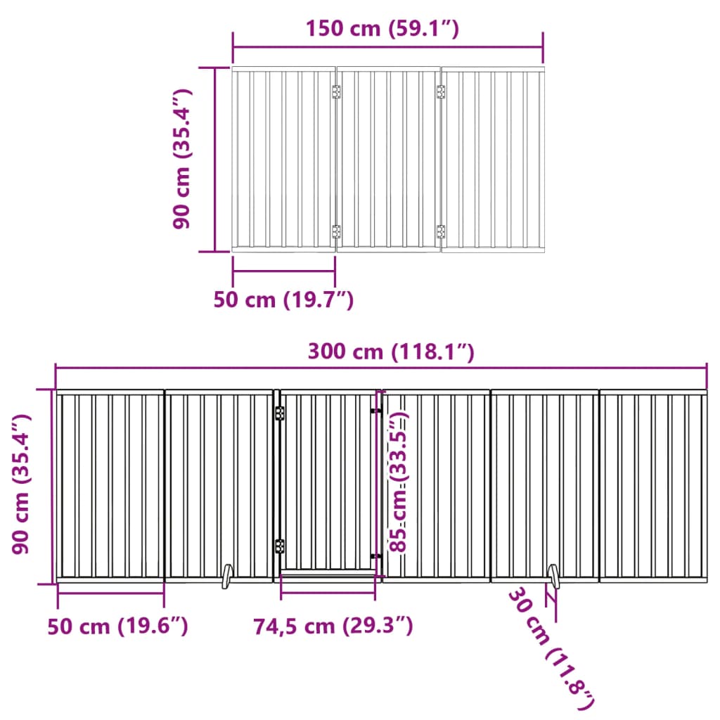 Ograda za pse z vrati zložljiva 15 panelov rjava 750 cm les