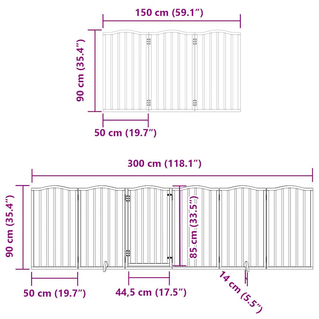 Ograda za pse z vrati zložljiva 9 panelov 450 cm topolovina