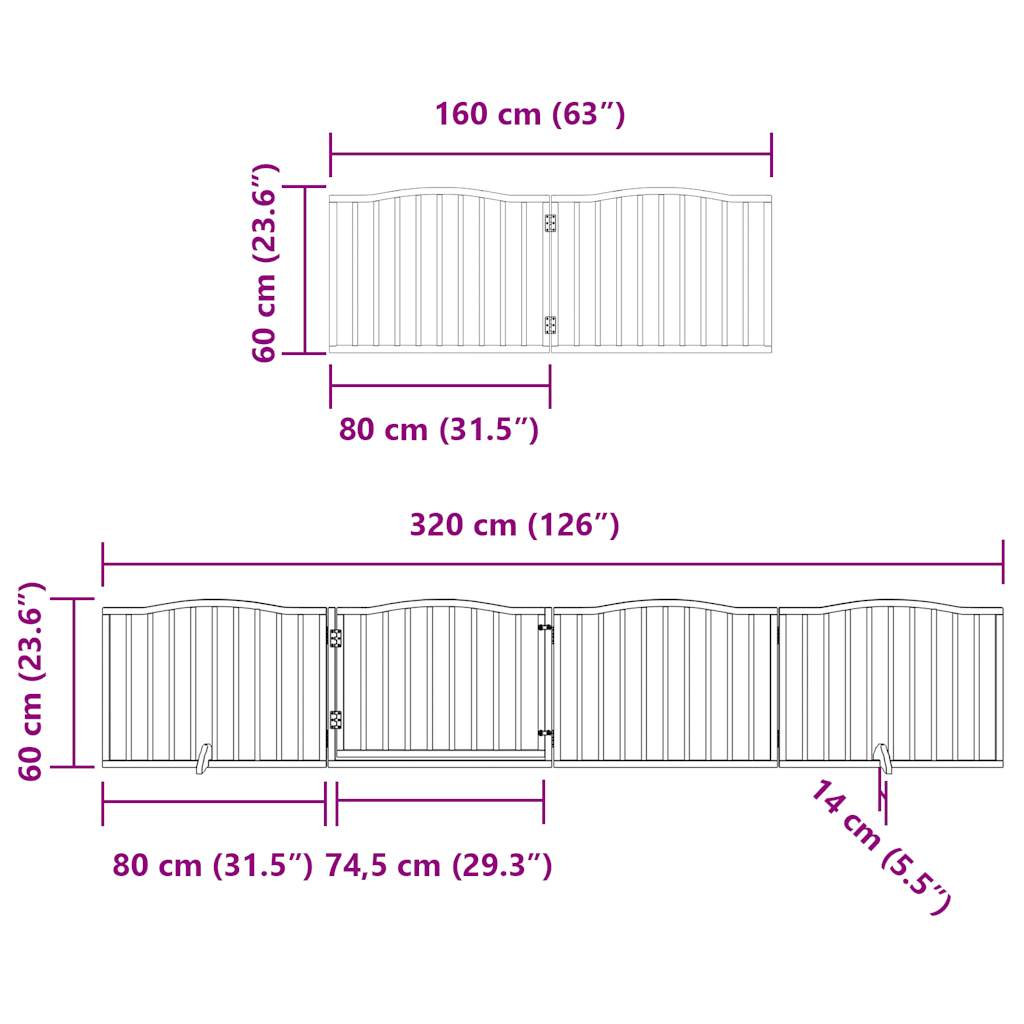 Ograda za pse z vrati zložljiva 10 panelov bela 800 cm les