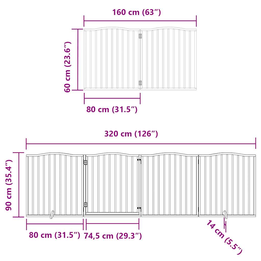 Ograda za pse z vrati zložljiva 6 panelov črna 480 cm les