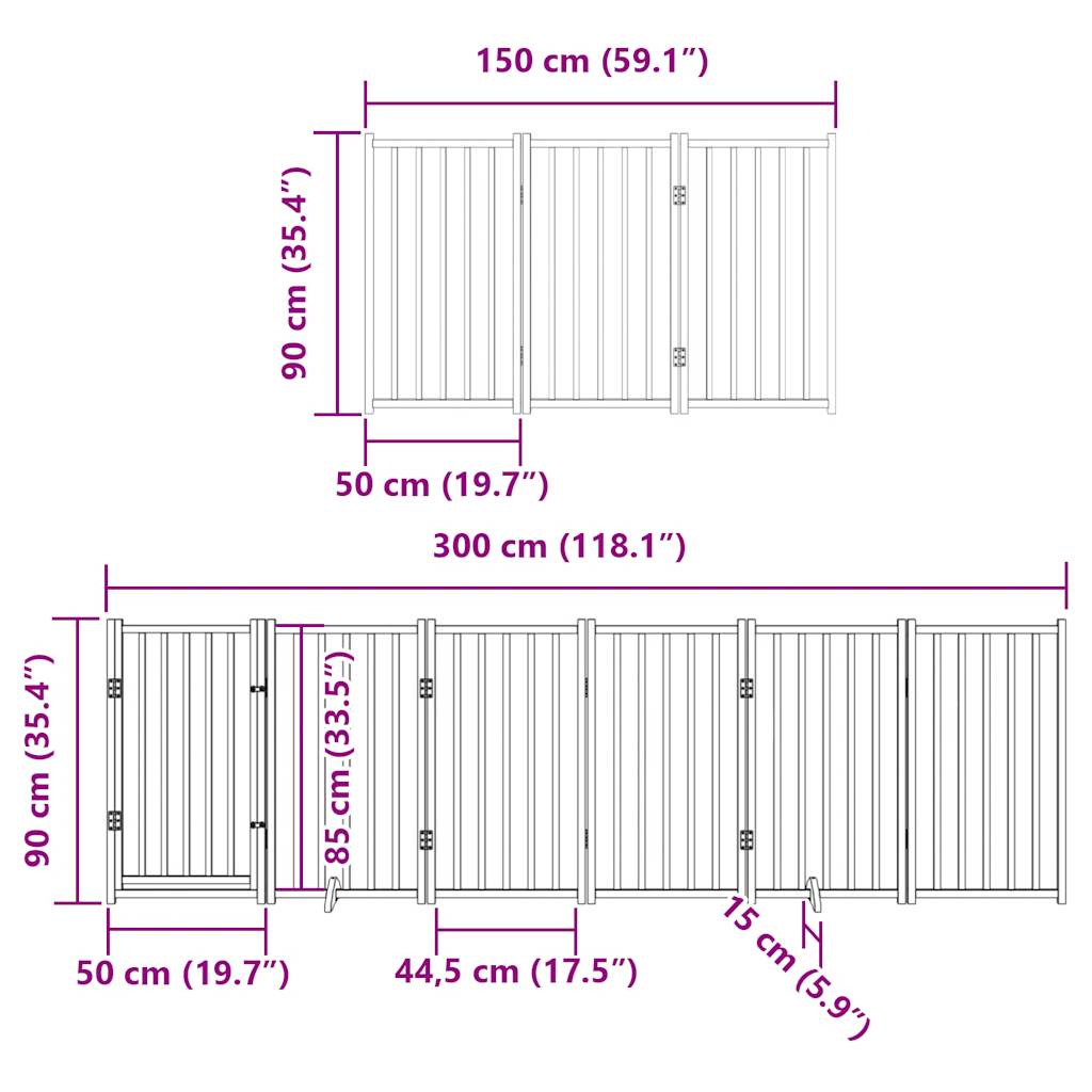 Ograda za pse z vrati zložljiva 12 panelov 600 cm topolovina