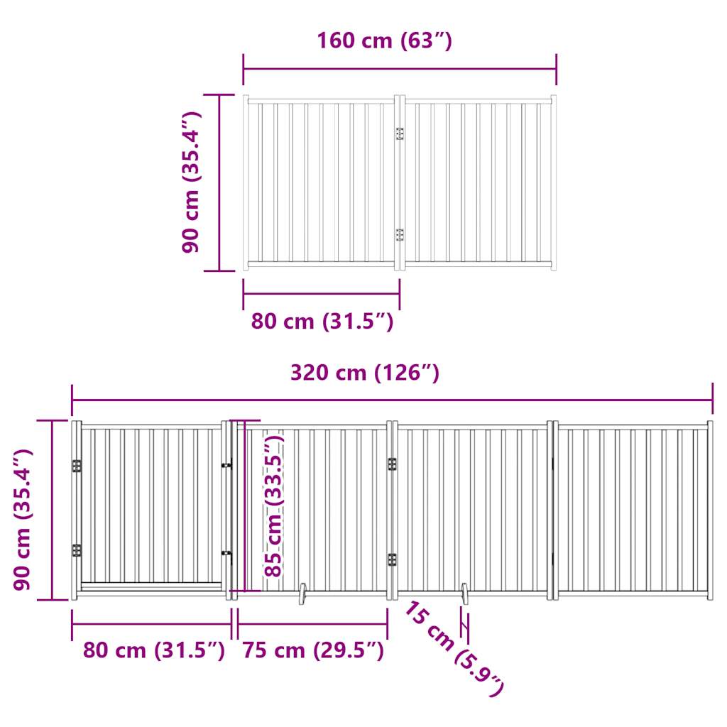 Ograda za pse z vrati zložljiva 12 panelov 960 cm topolovina