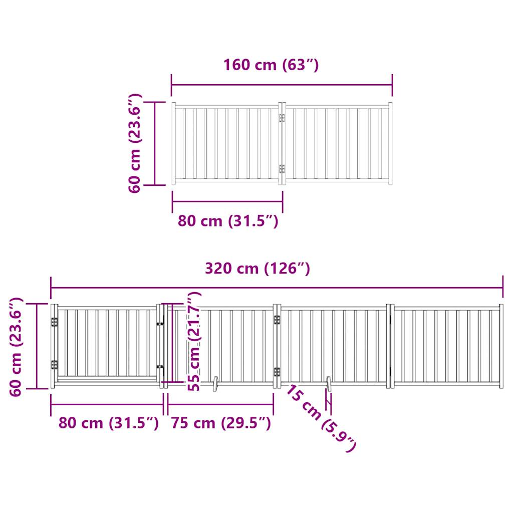 Ograda za pse z vrati zložljiva 12 panelov bela 960 cm les