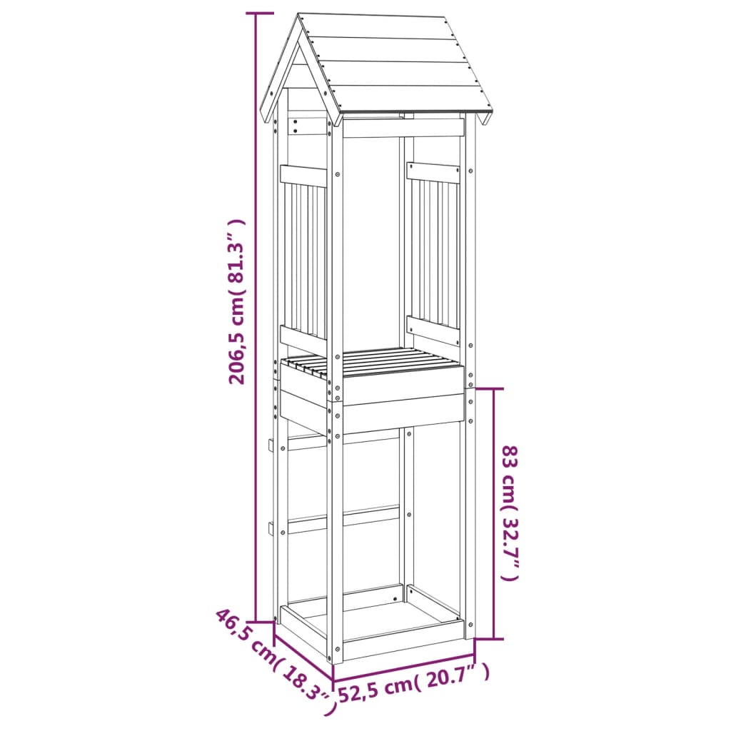 Igralni stolp 52,5x46,5x206,5 cm impregnirana borovina