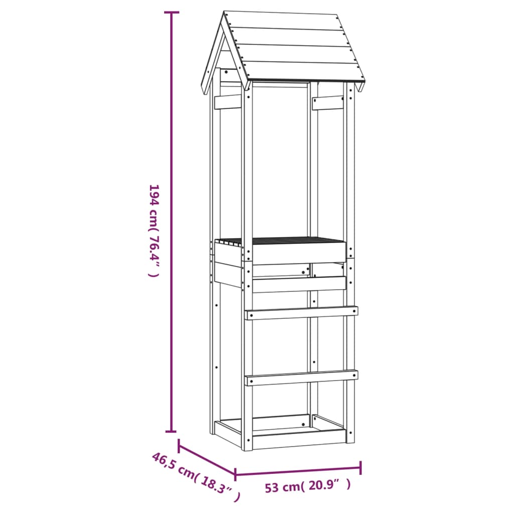 Igralni stolp 53x46,5x194 cm trdna borovina