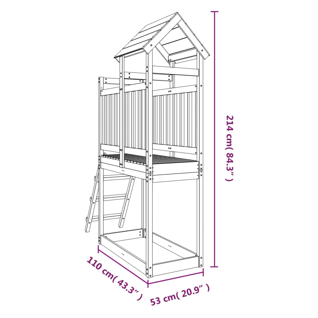 Zunanje igralo 53x110x214 cm trdna borovina