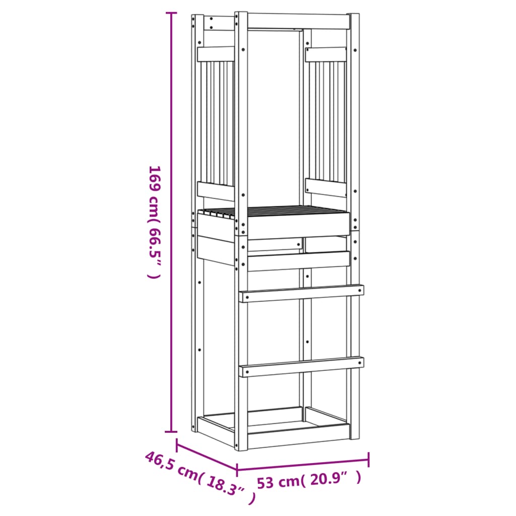 Igralni stolp 53x46,5x169 cm impregnirana borovina