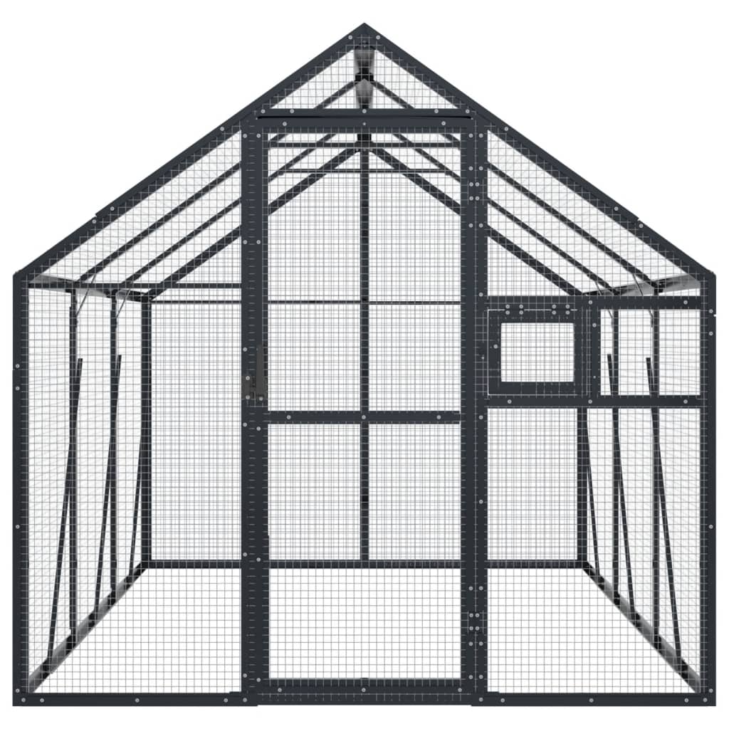 Ptičnica antracitna 1,79x3x1,85 m aluminij