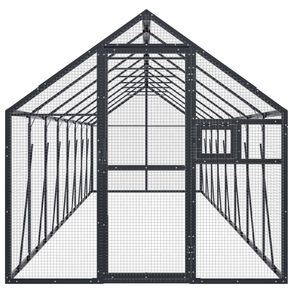 Ptičnica antracitna 1,79x8x1,85 m aluminij