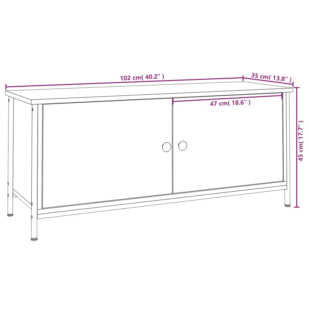 TV omarica z vrati sonoma hrast 102x35x45 cm inženirski les