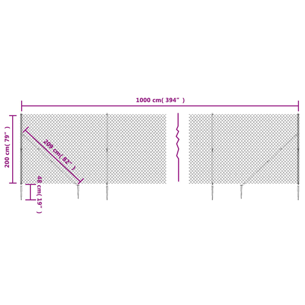 Žična ograja s konicami za postavitev zelena 2x10 m