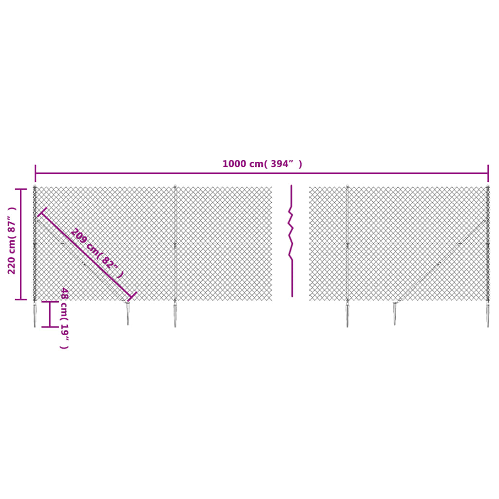 Žična ograja s konicami za postavitev zelena 2,2x10 m