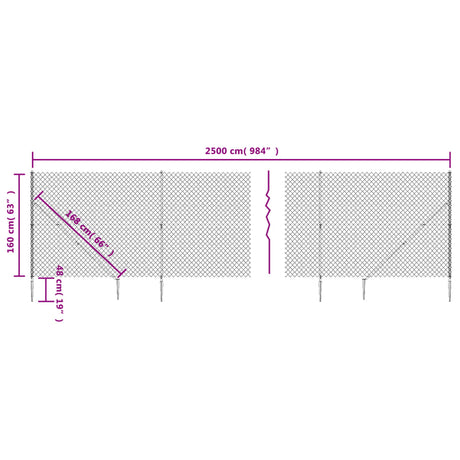 Žična ograja s konicami za postavitev zelena 1,6x25 m