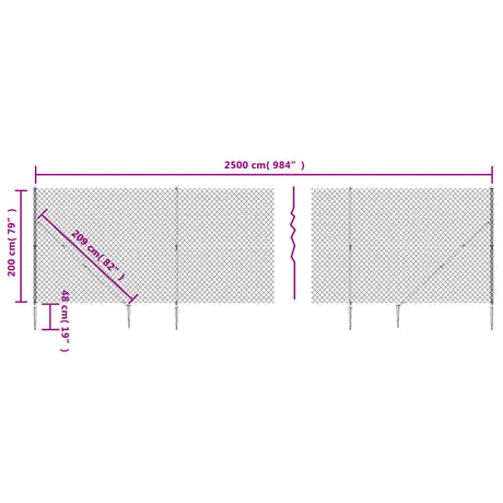 Žična ograja s konicami za postavitev zelena 2x25 m