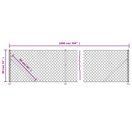 Mrežna ograja s prirobnico zelena 0,8x10 m