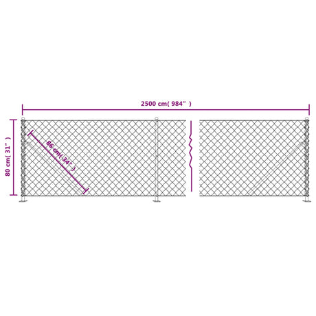 Mrežna ograja s prirobnico zelena 0,8x25 m