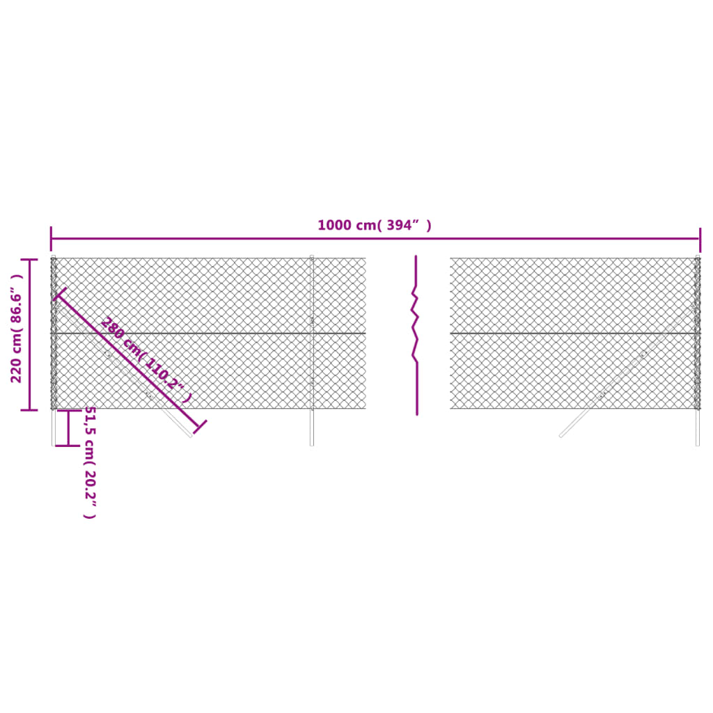 Mrežna ograja antracitna 2,2x10 m