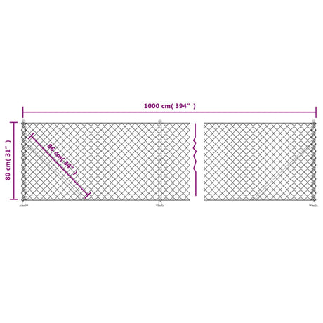 Mrežna ograja s prirobnico antracit 0,8x10 m