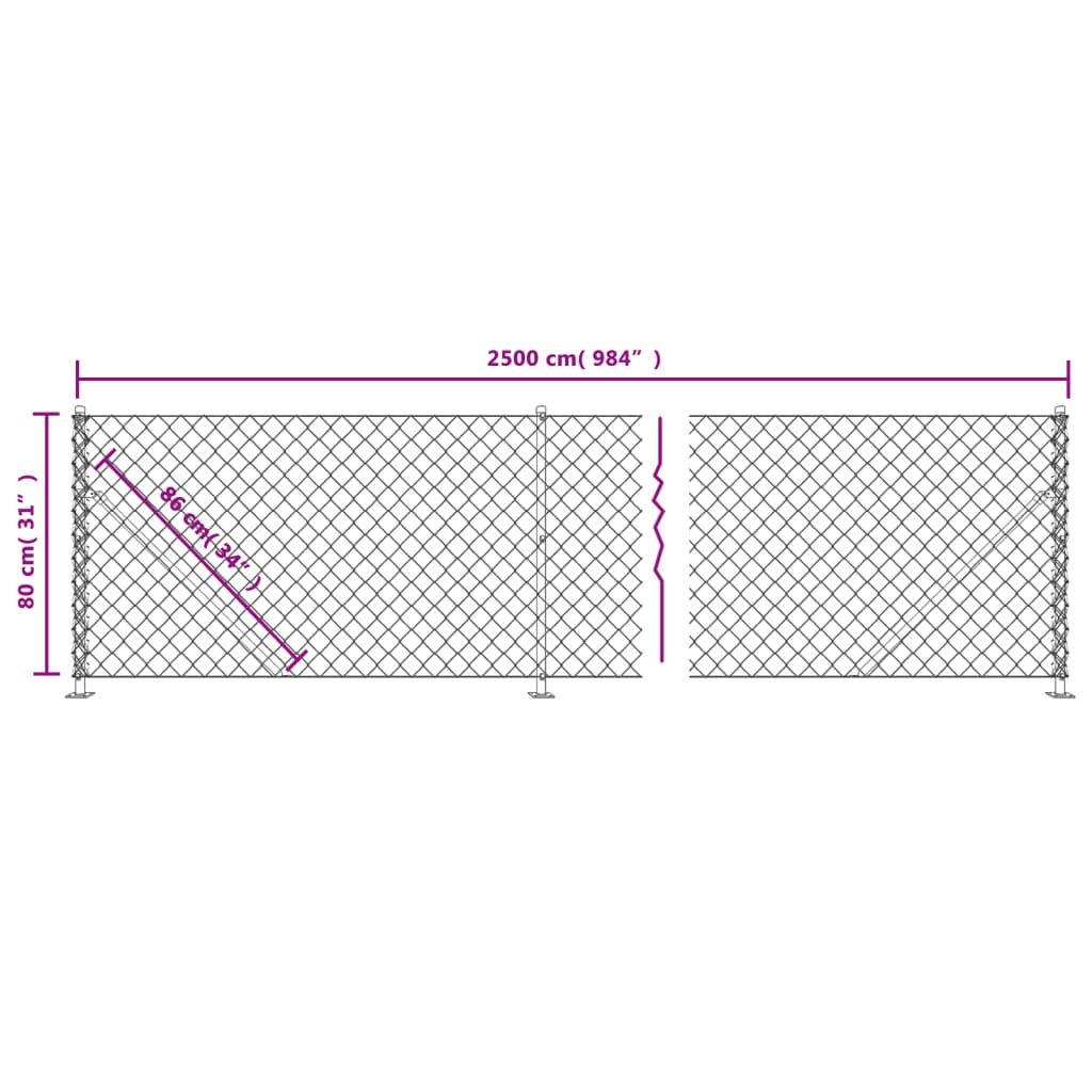 Mrežna ograja s prirobnico antracit 0,8x25 m