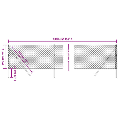 Mrežna ograja srebrna 1x10 m