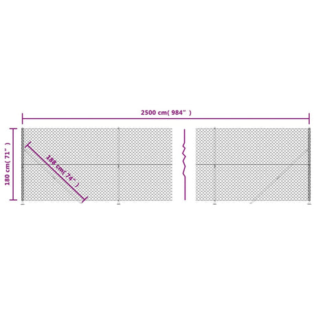 Mrežna ograja s prirobnico srebrna 1,8x25 m