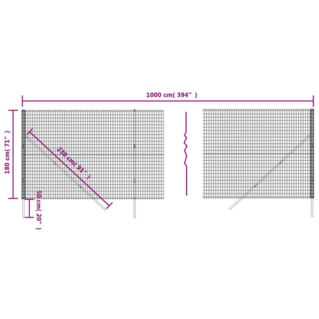 Ograja iz žične mreže zelena 1,8x10 m pocinkano jeklo