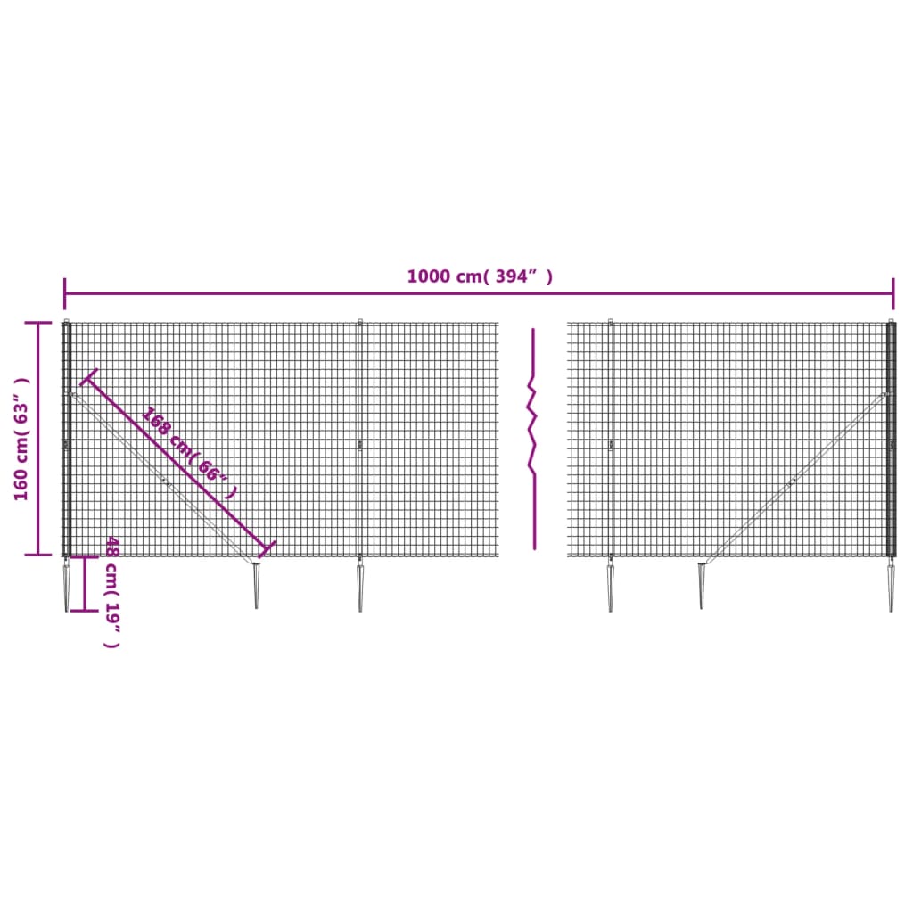 Mrežna ograja s konicami za postavitev zelena 1,6x10 m