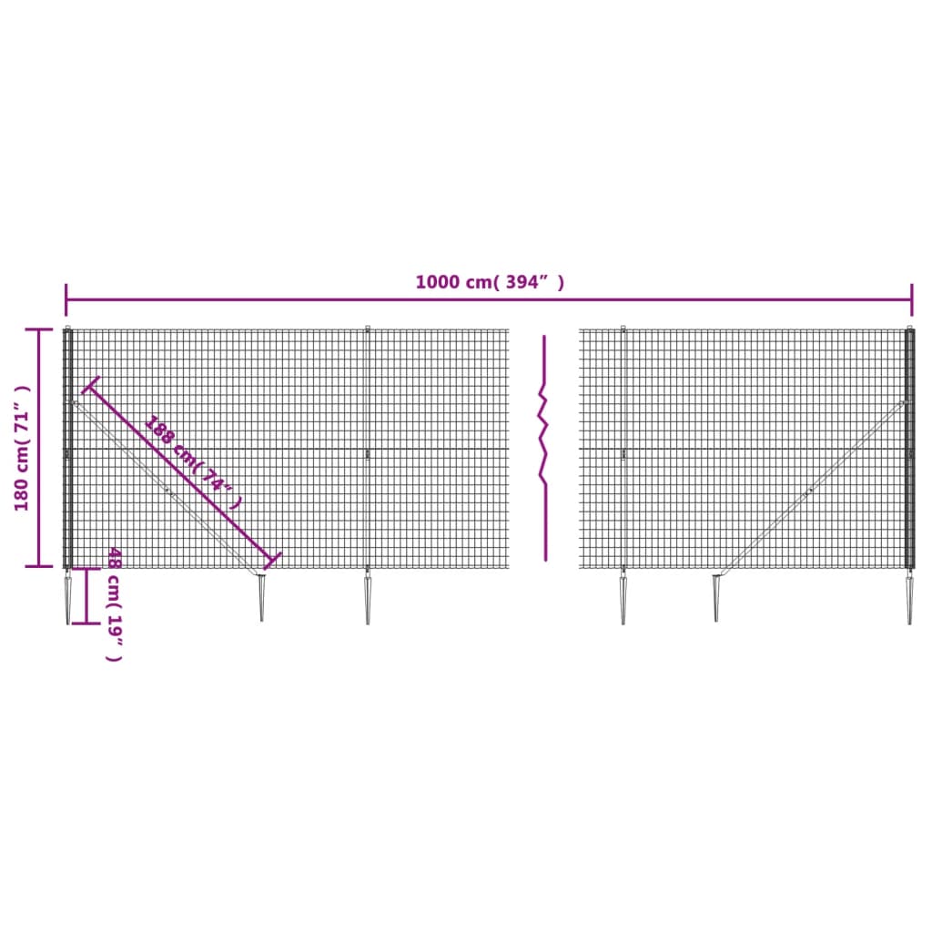 Mrežna ograja s konicami za postavitev zelena 1,8x10 m