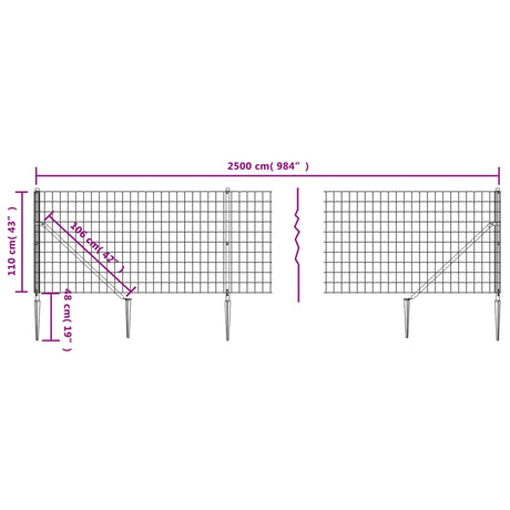 Mrežna ograja s konicami za postavitev zelena 1,1x25 m