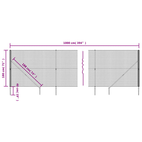 Mrežna ograja s konicami za postavitev antracit 1,8x10 m