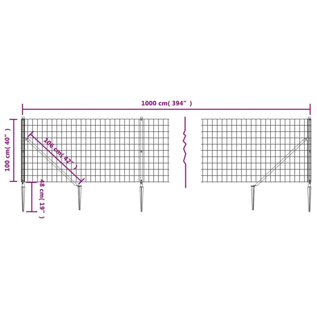 Mrežna ograja s konicami za postavitev antracit 1x10 m