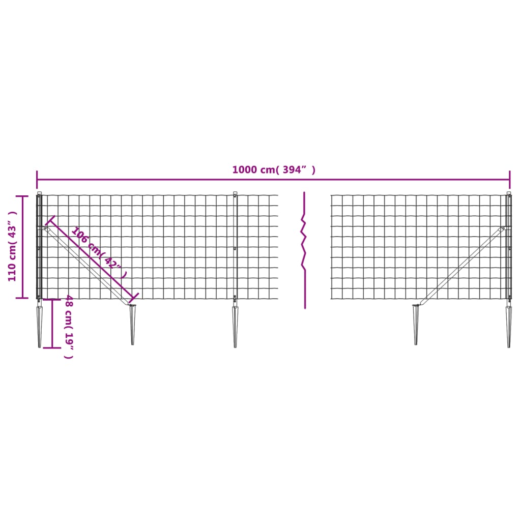 Mrežna ograja s konicami za postavitev antracit 1,1x10 m