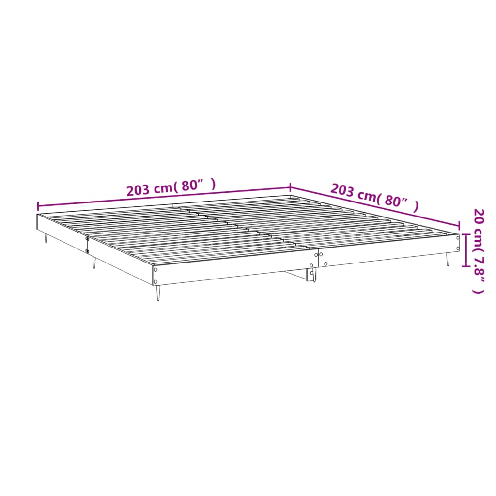 Posteljni okvir črn 200x200 cm inženirski les