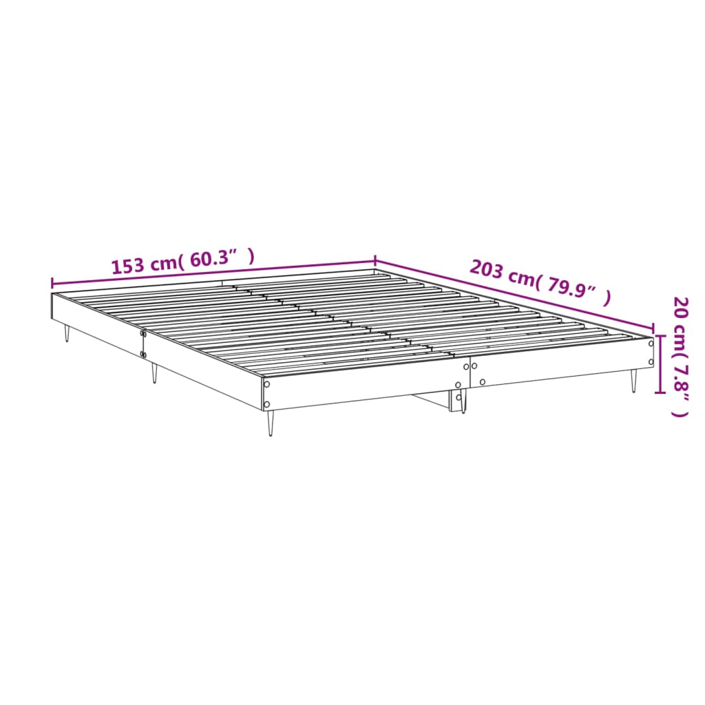 Posteljni okvir bel 150x200 cm inženirski les