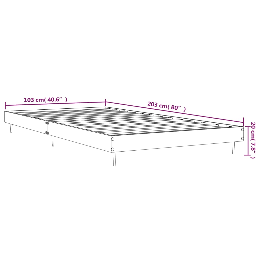 Posteljni okvir siva sonoma 100x200 cm inženirski les