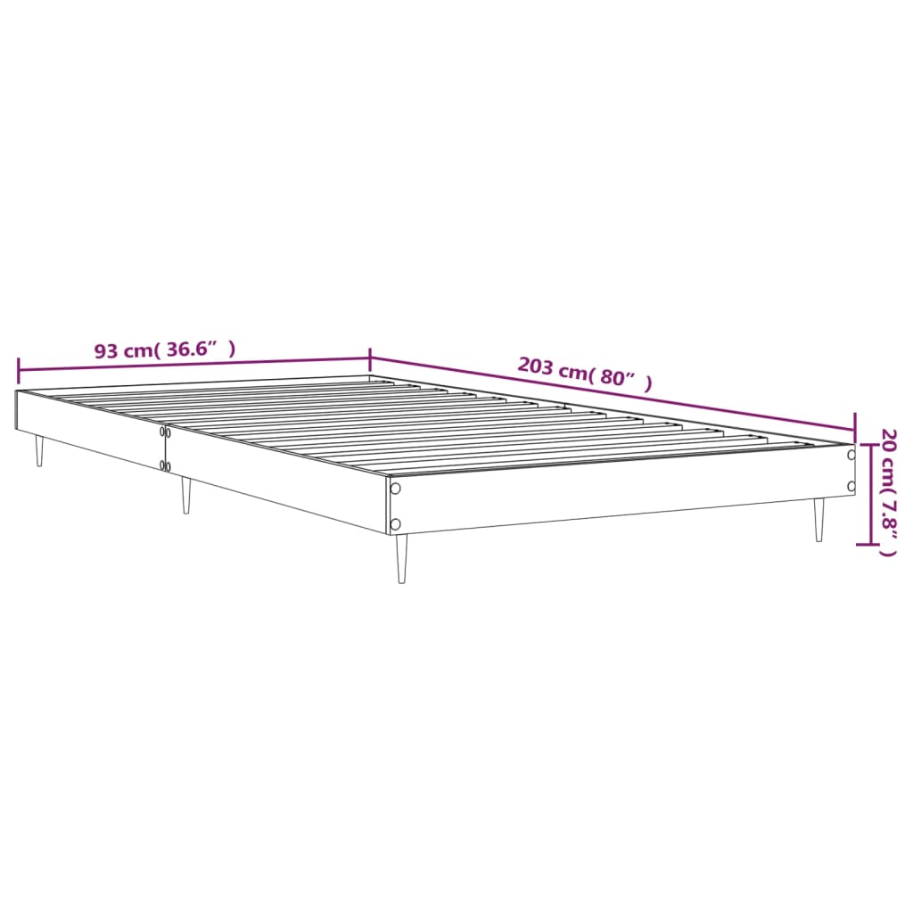 Posteljni okvir bel 90x200 cm inženirski les