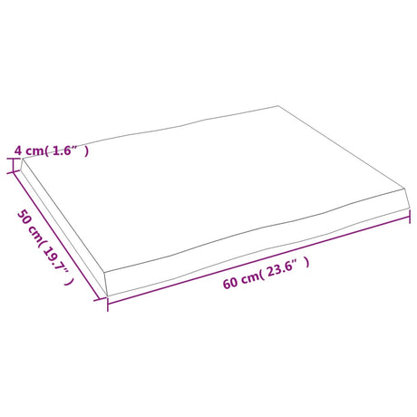 Mizna plošča 60x50x(2-4) cm neobdelana hrastovina naraven rob